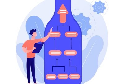 Successful testing. Man with clipboard showing thumb up. Quality assurance, business strategy approval, bottleneck analysis. Analyst cartoon character. Vector isolated concept metaphor illustration